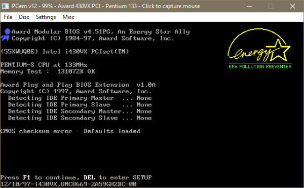 Emulator PC - PCem